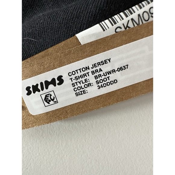 New Skims Cotton Jersey T‎ Shirt Bra Size 34DDDD Onyx Intimates - Picture 3 of 7